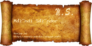 Mándi Sándor névjegykártya